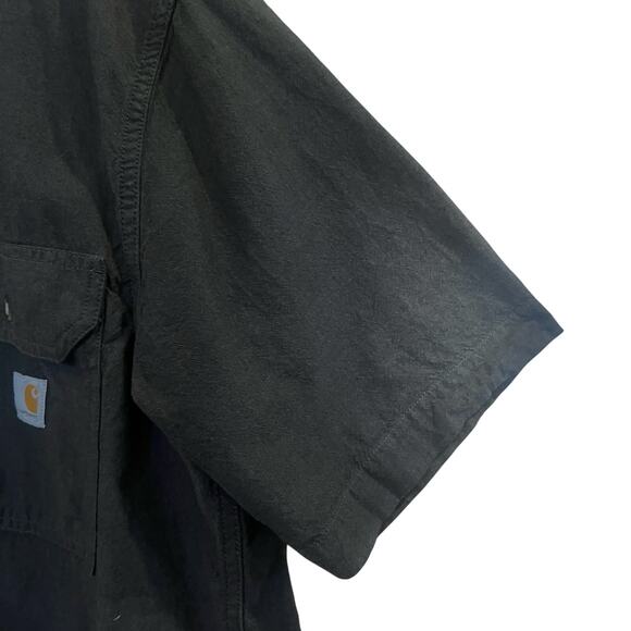 CARHARTT LOOSE FIT MIDWEIGHT BLACK CHAMBRAY SHORT SLEEVE SHIRT SIZE MEDIUM - Picture 5 of 13